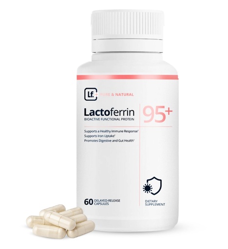 [BRSRMH36CVYGEHLL] Supplement 300mg – 95%+ Pure Bovine Capsules – Delayed Release for Immune Support, Gut Health & Iron Metabolism – 60 Count