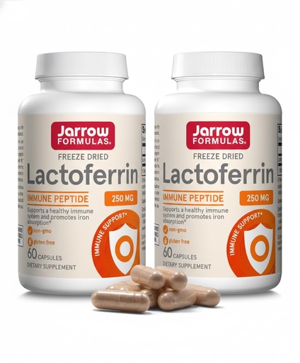 [BRSRGHQCCUJQE3Q2] Jarrow Formulas Lactoferrin Supplements 250 mg - Immune-Supporting Glycoprotein for Healthy Immune System Support & Iron Absorption - Freeze Dried, Gluten Free, Non-GMO - 60 Capsules (Pack of 2)