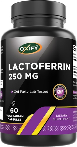[BRSREAQQOUJQGEQU] Oxify Lactoferrin 250 mg | 60 Vegetarian Capsules | Gluten-Free, Non-GMO | Supplement Made in USA