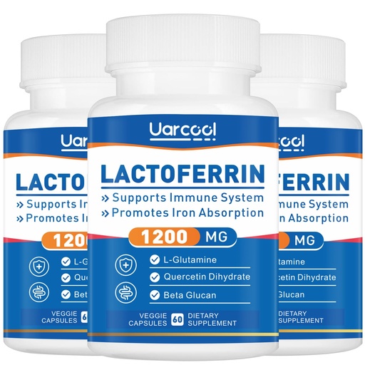 [BRSRAAAPOQPQ23Y6] Lactoferrin Supplement 1200mg for Healthy Immune Support-Gluten-Free, Vegetarian - 60 Softgels (3 Bottles)