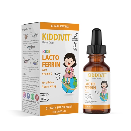 [BRSREBD6DIJRYDT4] Kiddivit Lactoferrin Kids Liquid Drops with Vitamin C & Prebiotic Inulin – 30 Daily Servings, 2 FL OZ (60 mL) – Immune & Digestive Support – Sugar Free, Gluten Free