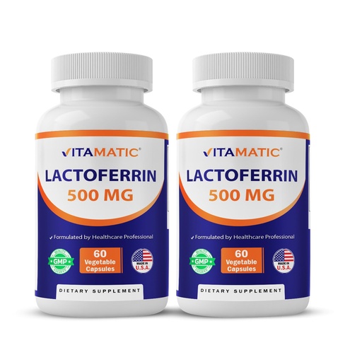 [BRSREEAQA54AIHQ7] Vitamatic Lactoferrin 500mg – 60 Vegetable Capsules - 120 Capsule Promotes Healthy Immune Function
