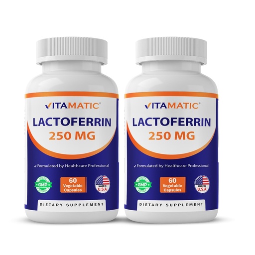 [BRSREEAQBMCQ4FDX] Vitamatic Lactoferrin 250mg – 60 Vegetable Capsules - 2 Pack Promotes Healthy Immune Function*