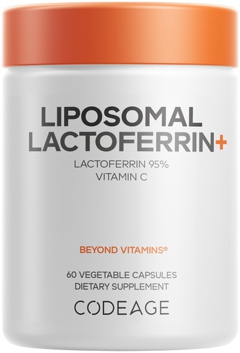 [BRSRGBL7BV7GYGQ3] Codeage Liposomal Lactoferrin Supplement - Bovine Lactoferrin 300 mg and Vitamin C - Liposomal Delivery, Non-GMO - 60 Capsules