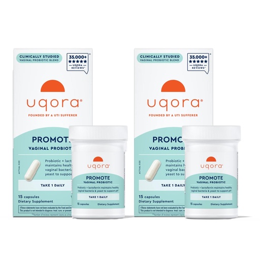 [BRSRE2T7OUCGGEL2] Uqora Promote - Support Vaginal Health* - Probiotic for Women with Lactoferrin, Lactobacillus Acidophilus & Lacticaseibacillus Rhamnosus - Vaginal Probiotics - Gluten-Free - 30 Capsules (2 Pack)