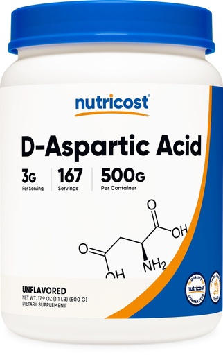[BRSWGFT7C4DQGFI6] Nutricost D-Aspartic Acid (DAA) Powder 500G - DAA Supplement