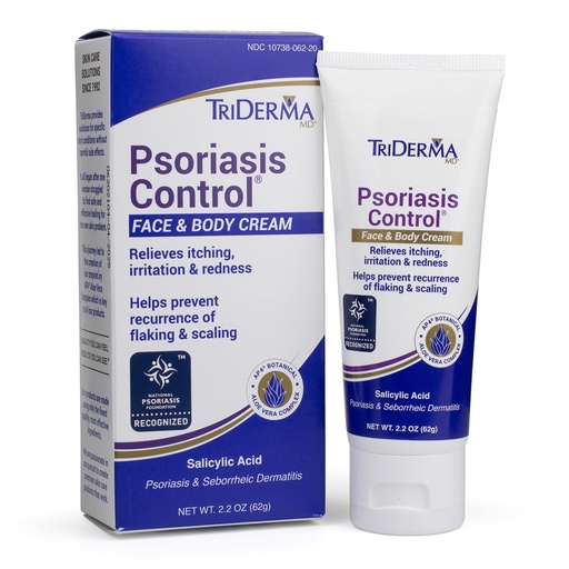 [BRSWIY3QOYNGEET4] TriDerma Psoriasis Control Face & Body Cream - Maximum Strength 3% Salicylic Acid - Moisturizing Psoriasis Cream (No Cortisone, Fragrance or Parabens) - 2.2 oz
