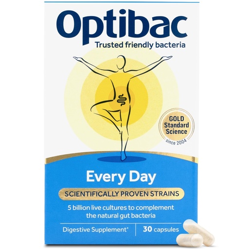 [BRSWIZQ6DIOACETM] Optibac Probiotics for Digestive Health, 30 Capsules | 6 Scientifically Researched Strains with 5 Billion Live Cultures | Gluten Free & Vegetarian | Supports Gut Flora & Digestive Health