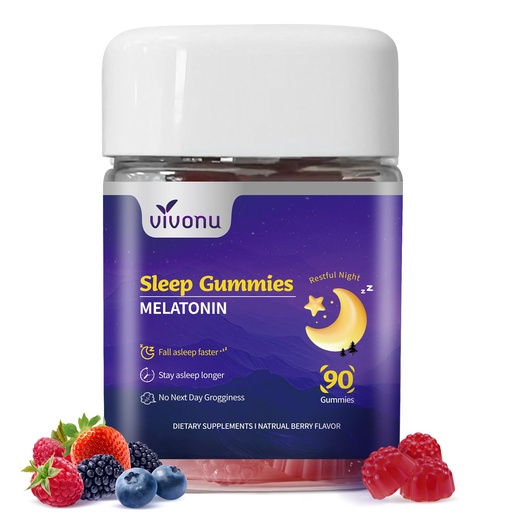 [BRSREC37AEHWEGY4] 9-in-1 Melatonin Gummies 10mg, Natural Herbal Sleep Aids for Adults, Sleep Gummies with Magnesium Glycinate, Valerian Root, L-Theanine and Vitamin B6, etc, 45 days supply, Non GMO, Berry Flavored