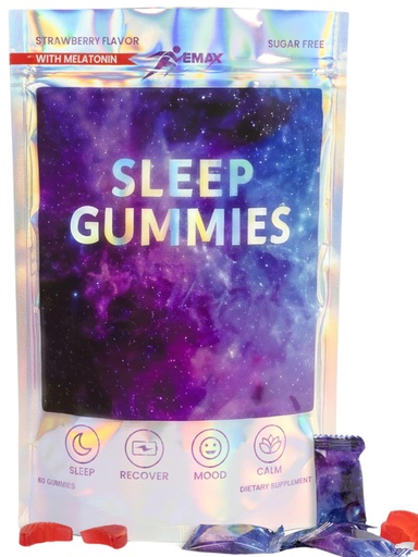 [BRSRECQDCQPWAHTX] Vemax Sleep Gummies Adult Melatonin 10mg, L-Theanine, Magnesium, Lavender, Lemon Balm and Ashwagandha, Drug Free Nighttime Rest Support, 60 Strawberry Flavored Sleep Aids for Adults, Zero Sugar
