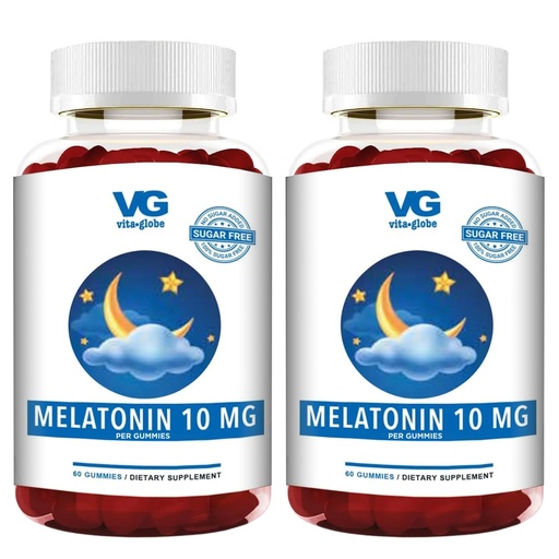 [BRSRA23RPJ5QM3DU] VITA GLOBE Melatonin Gummies 10mg, Sleep Aid Gummies, Sugar Free- Non-GMO, Vegan and Sleep Aid Supplement, Supports Relaxation & Healthy Sleep Cycle, 60 Count Sleep Aid Gummy (Pack of 2)