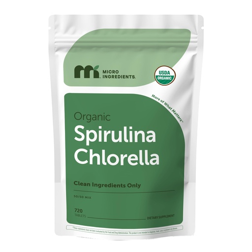 [BRSWKFQZCR6B4CT2] Micro Ingredients Organic Spirulina Chlorella Tablets, 720 Count | 4 Month Supply | 50/50 Algae Blend | Broken Cell Wall | Non-GMO, Filler Free