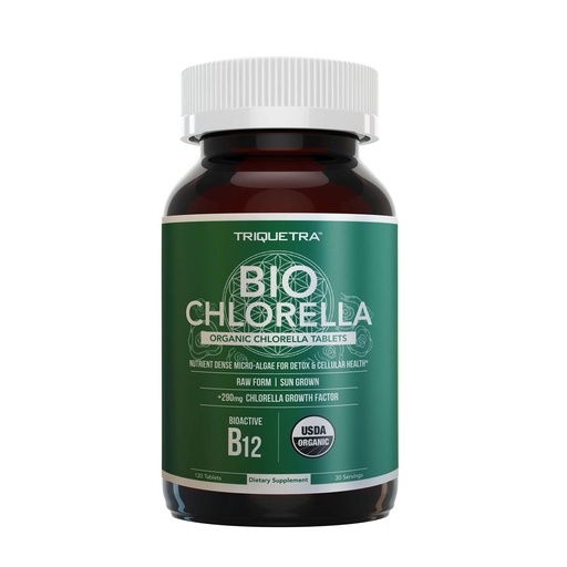 [BRSWKHQLAJYWYFDI] Organic Chlorella: 3 Organic Certifications – Broken Cell Wall Form, Blue Green Algae - Raw, Sun-Grown, Non-Irradiated, Maximum Nutrient & CGF (Chlorella Growth Factor) Levels - (120 Tablets)