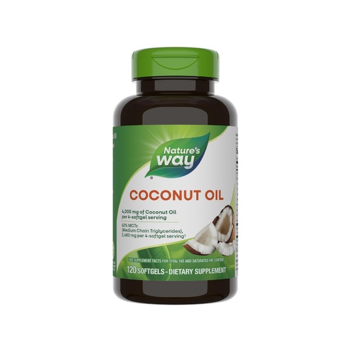 [BRSWIEIEBECA4CLG] Nature's Way Coconut Oil, 62% MCTs(1), Hexane Free, 120 Softgels (Packaging May Vary)