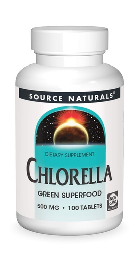 [BRSWIYQAOMDREDQ7] Source Naturals Chlorella 500 mg Green Superfood, Plant-Based B12-100 Tablets