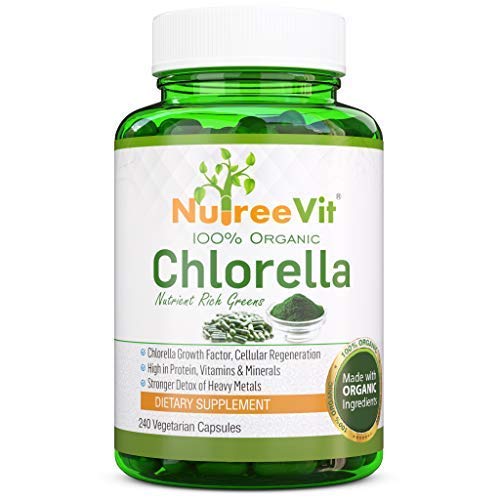 [BRSWGZTQCIFQIFD5] NutreeVit Pure Organic Chlorella Extract- Cracked Cell Walls Plant Vitamin - Veggie Capsules