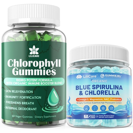 [BRSREAINAUHAKA36] LILICARE Chlorophyll Gummies - Super Green + Organic Blue Spirulina Chlorella Gummies