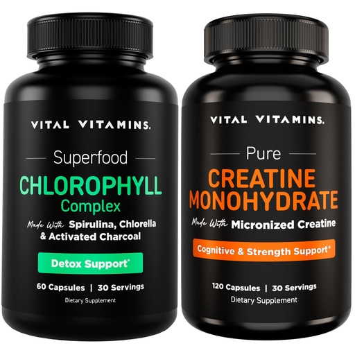 [BRSREBQEOUMAOHLZ] Vital Vitamins Chlorophyll Complex 60 ct + Creatine Capsules 120 ct
