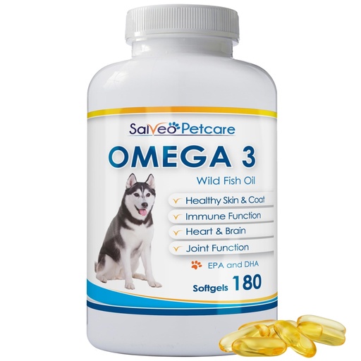 [BRSWKGA4CF5WCDL2] Omega 3 Fish Oil for Dogs - Natural Pet Supplement for Shiny Coat - Wild Caught More EPA & DHA Than Salmon Oil - 180 Capsules No Fishy Smell or Mess - Ideal for Medium Large Dogs