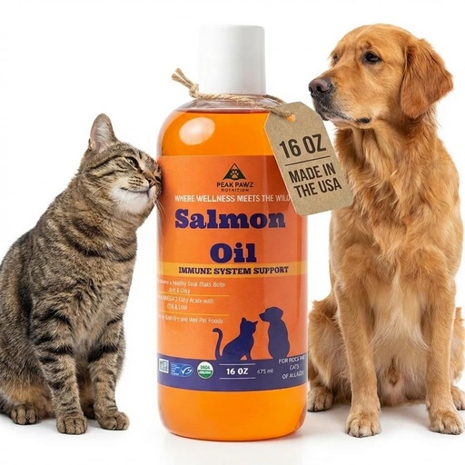 [BRSRGBQLCMIAAYDH] Wild Alaskan Salmon Oil for Dogs and Cats 16 oz All Natural Omega-3 EPA DHA Rich Supplement for Healthy Skin and Coat, Joint & Immune Support Fish Oil, Fast Absorbing Liquid Supplement