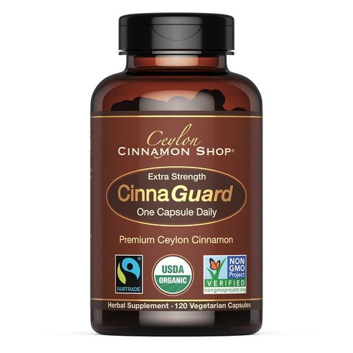 [BRSROBI7CEIAKYL7] CinnaGuard™ Organic Ceylon Cinnamon Capsules, Extra Strength – 120 Count | USDA Certified Supplement, Premium Grade Clean Extract, Non-GMO, Gluten Free, 4 Month Supply, Made in the USA (GMP)