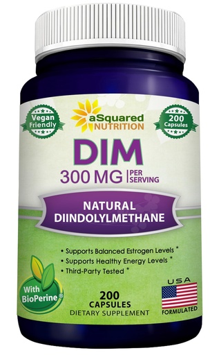 [BRSWGYAPAF6Q4CLX] aSquared Nutrition DIM Supplement 300mg Per Serving Plus BioPerine - 200 Veggie Capsules - Diindolylmethane DIM Max Strength Pills to Support Estrogen Metabolism & Balance, Menopause, Hormonal Acne