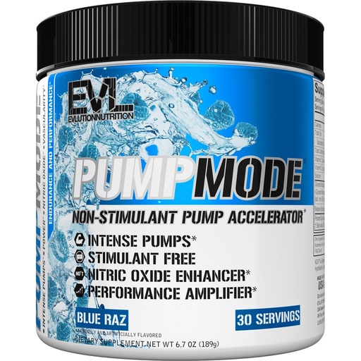 [BRSWGZD5BN5REYLX] EVL PumpMode Nitric Oxide Supplement - Nitric Oxide Booster Pump Pre Workout Powder with Glycerol and Betaine for Muscle Recovery Growth and Endurance - Stim Free Pre Workout Drink (Blue Raz)