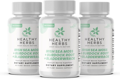 [BRSRAGA3CUAWEDTB] Healthy Herbs Wildcrafted Sea Moss Capsules | 2280mg Advanced Ocean Greens Complex Irish Sea Moss Superblend | US-Made, Vegan, Non-GMO, Easy-Swallow (3-Pack)