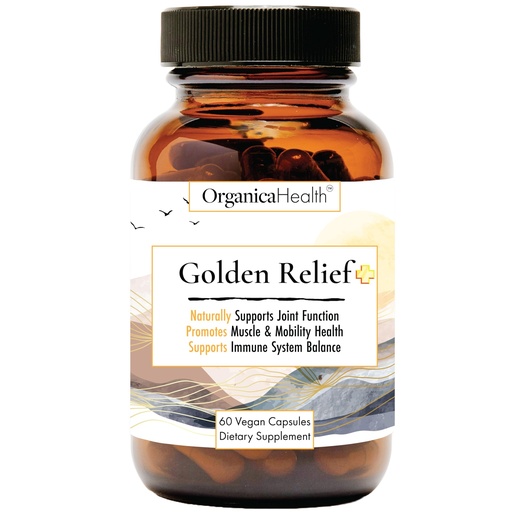 [BRSROFQLOIAROCQZ] Golden Relief + Joint Support with Turmeric Curcumin with Black Pepper, Quercetin, Bromelain, Magnesium and Boswellia - 60 Capsules - Muscle Care - Herbal Supplement by Organica Health