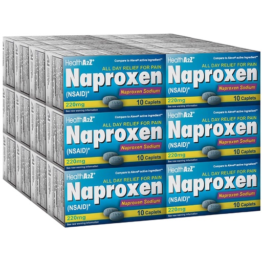[BRSREBDQOUIRM3LA] HealthA2Z Naproxen Sodium 220mg | 24 Pack of 10 Caplets Each | Value Package | 240 Caplets in Total | Pain Relief