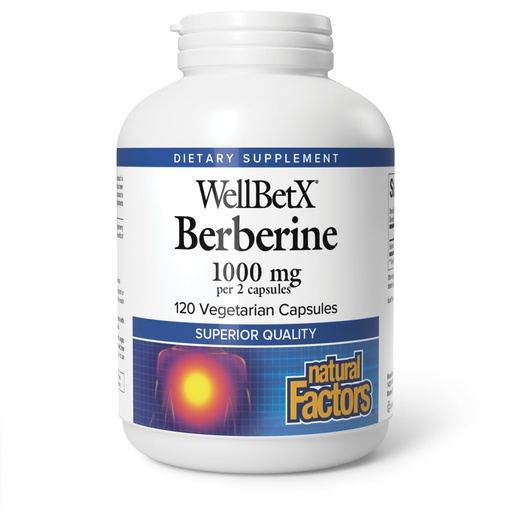 [BRSWGFDQOZ7WCFLD] Natural Factors WellBetX Berberine - Daily Supplement Supports Metabolic Health - Formula Supports Healthy Heart - Gluten-Free & Vegan - 120 Vegetarian Capsules (120 Servings)