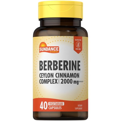 [BRSROHA2OAHREA3V] Sundance Berberine with Ceylon Cinnamon | 40 Capsules | Vegetarian, Non-GMO & Gluten Free Supplement