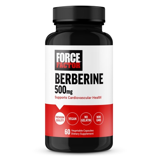[BRSRA2YLCR6RUC32] Force Factor Berberine 500mg Supplement, Cardiovascular Support Supplement, Supports Heart Health, Premium Quality, Vegan, No Gelatin, Non-GMO, 60 Vegetable Capsules