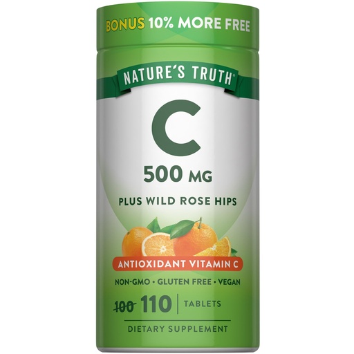 [BRSWEBI6CEGWKYA6] Nature's Truth Vitamin C with Rose Hips 500 mg | 110 Tablets | Vegan, Non-GMO & Gluten Free Supplement