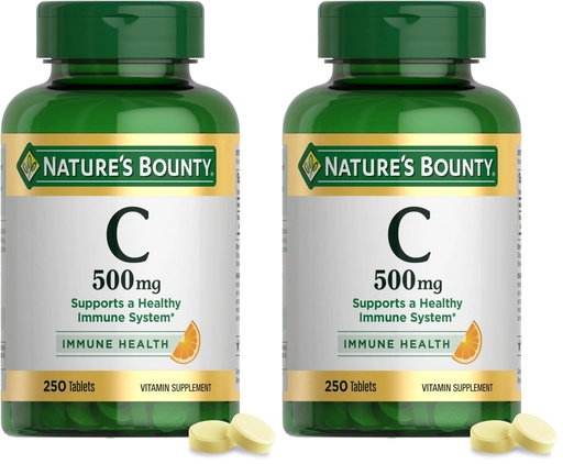 [BRSREBD5CRYQE3Q2] Nature's Bounty Vitamin C 500mg,Supports a Healthy Immune System,Daily Vitamin Supplement,250 Vegetarian Tablets,(Pack of 2)