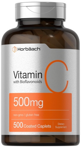 [BRSROZL4BUIRYHLP] Horbäach Vitamin C 500mg | 500 Caplets | with Bioflavonoids and Rose HIPS | Supplement for Women and Men | Vegetarian, Non-GMO, and Gluten Free