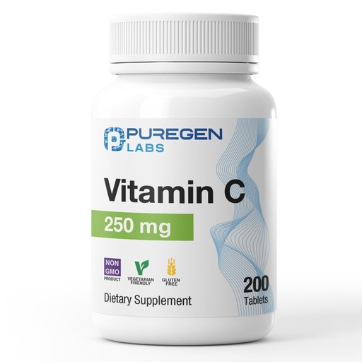 [BRSRACACBZ7BAEQV] Puregen Labs Vitamin C 250 MG Supports a Healthy Immune System & Antioxidant Protection | Non-GMO | Gluten Free - 200 Tablets
