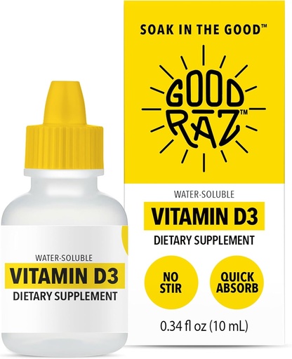 [BRSWYBQCCECGCEYY] Vitamina D3 Drops para Adultos Fornecimento de 4 meses – Vitamina D líquido solúvel em água, sem OGM, Suplemento Kosher – Fácil de absorver, Sem agitação, Sem sabor D3 líquido para alimentos ou bebidas