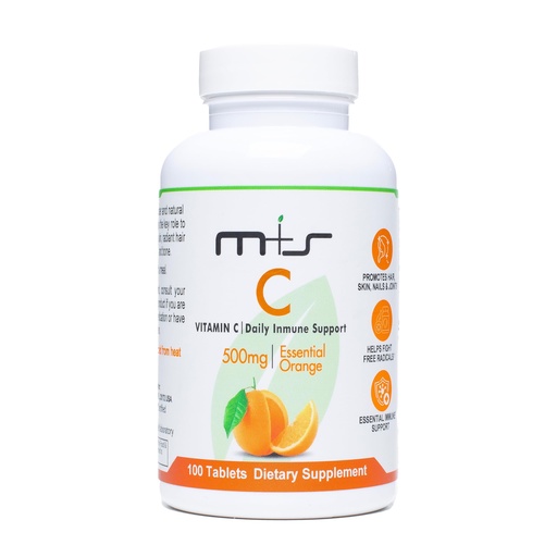 [BRSRAA3QPIHAOYI6] M+S Vitamin C Tablet 500mg for Women and Men – Supports a Healthy Immune System, Promotes Hair, Skin, Nails and Joints – Vegan, Sugar Free, Non-GMO – Orange Flavor (100 Tablets)