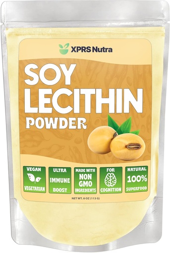 [BRSW2ZT7OJ4AMFI3] XPRS Nutra Soy Lecithin Powder Food Grade Fat Emulsifier - Suitable for Cooking, Baking and More - Vegan Friendly Soy Lecithin Powder Cooking Aid (8 Ounce)