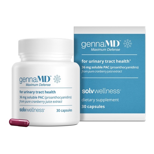 [BRSRACYFPIOWM2AU] Solv Wellness GennaMD - Maximum UTI Defense - 36 mg Soluble PAC from 100% Cranberry Juice Extract - Highest PAC Concentration in a Small, Easy-to-Swallow Capsule - 30 Capsules