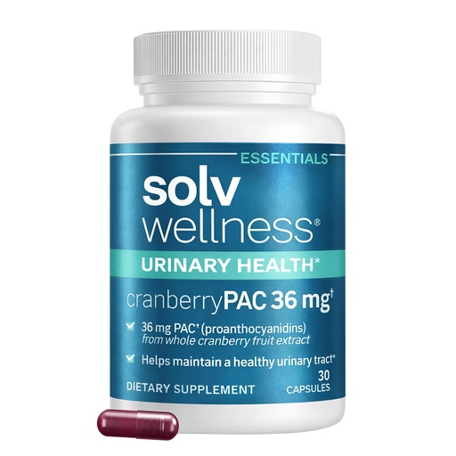 [BRSRGGIYDJ7WA3DZ] Solv Wellness Urinary Health 36 mg Cranberry PAC – Whole Cranberry Fruit Extract, Daily Urinary Tract Health Support, 30 Capsules