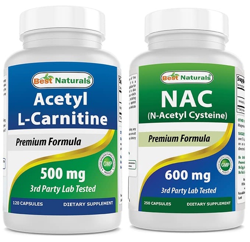 [BRSRMAI7BAHWCHT2] Best Naturals Acetyl L-Carnitine 500 Mg & NAC N-Acetyl-Cysteine 600 mg