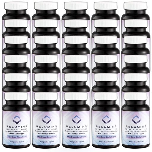 [BRSWIAD7C4CAKDI3] Relumins Advance White Active Glutathione Complex - Max Dose 900mg Glutathione with 6X Boosters, ALA & NAC - Summer Glow Wellness Anti-Aging & Skin Supplement - 60 Caps x 30 Bottles