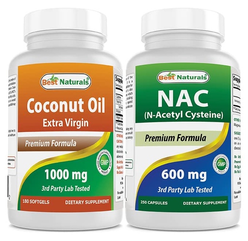 [BRSRMCQEAANQ4C3A] Best Naturals Coconut Oil 1000 mg & NAC 600 mg