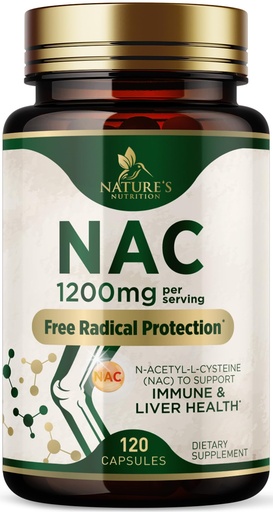 [BRSRACD4OYPQOFL5] N-Acetyl-L-Cysteine (NAC) 1200 mg Per Serving - NAC Supplements for Lung Health & Immune Support, Liver Support & Antioxidants, Freefrom N-Acetylcysteine, Gluten Free, Non-GMO - 120 Veggie Capsules