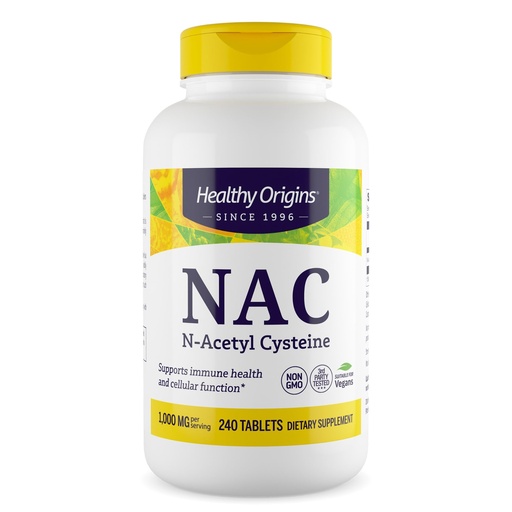 [BRSRAAI6OEHG2E36] Healthy Origins NAC 1,000 mg (N-Acetyl L-Cysteine),240 Tablets, Amino Acid Supplement, Supports Glutathione Levels, Liver & Lung Health, Antioxidant for Cell Function & Immune Support - 8 Month Supply