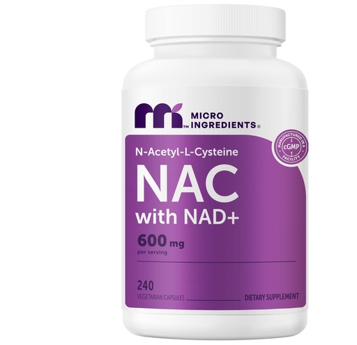 [BRSRGAQ3B4HWG3LU] Micro Ingredients NAC with NAD+ 600 mg Per Serving, 240 Vegetarian Capsules | 2-in-1 N-Acetyl-L-Cysteine with Nicotinamide Adenine Dinucleotide | Non-GMO, Gluten Free