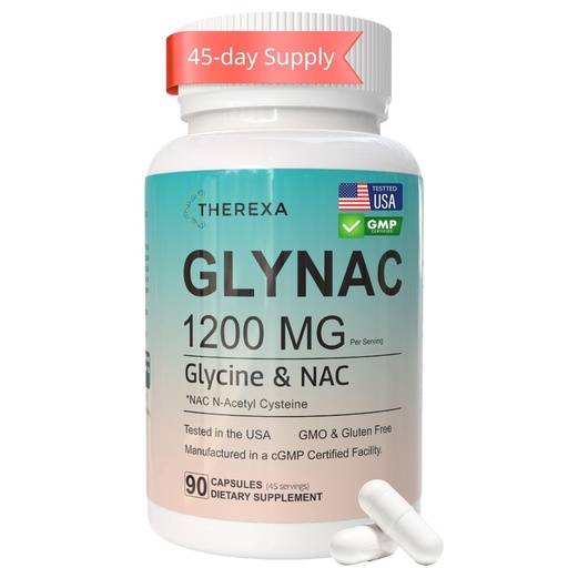 [BRSRGZYZC4AQKYAU] GLYNAC Supplement 1200MG - Glycine & NAC Supplements, USA Tested - 90 Capsules
