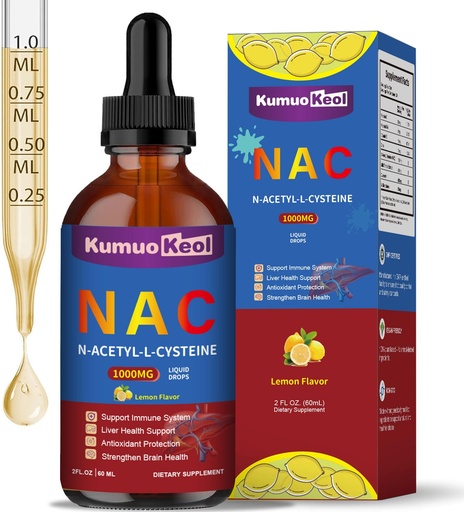 [BRSREGQOCQHAE335] NAC Supplement N-Acetyl Cysteine Liquid, N Acetyl Cysteine 1000mg Liquid Drops with Quercetin Zinc for Adults, Kids, Support Liver Lung Function, Antioxidants, Immunity, Skin Health, 2 Fl Oz